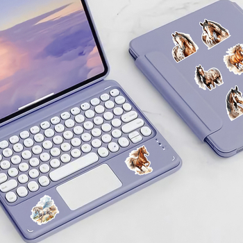 Ακουαρέλα άλογα αυτοκόλλητα, 50 τεμ., αδιάβροχα, για κινητό και κύπελλο, διακοσμητικά αυτοκόλλητα για παιδιά, εκτυπωμένα