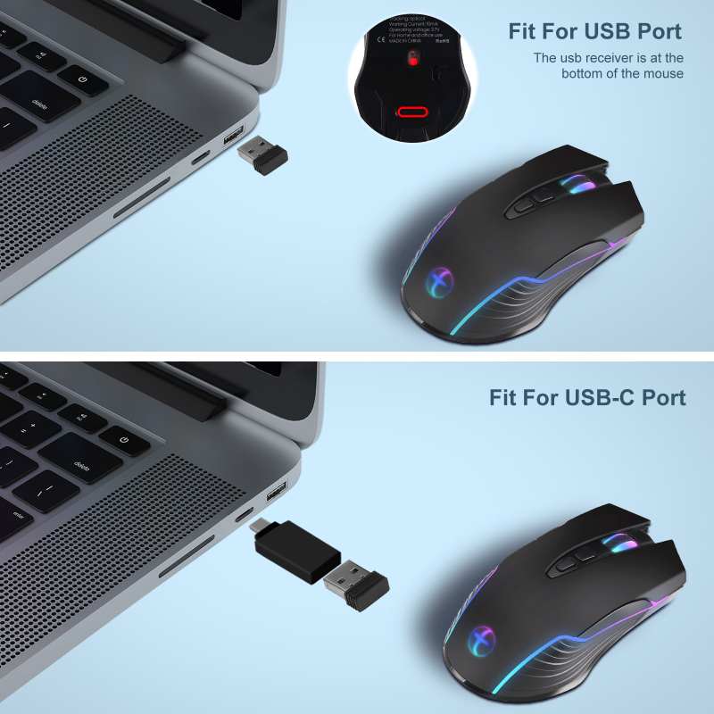 Οπτικό USB Mouse Mover, 1600 DPI, 7 πλήκτρα, Μοντέλο E50, Ασύρματο 2,4 GHz