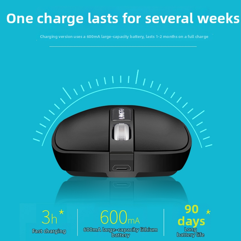 Tichá bezdrôtová myš s nabíjateľnou batériou, 1200 DPI, 2.4G USB, ergonický dizajn, Model T2