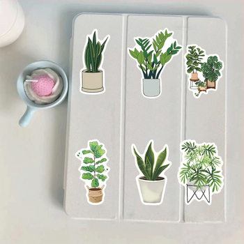 Αυτοκόλλητα φυτών – Στυλ καρτούν, Αδιάβροχο PVC, 50 τεμάχια