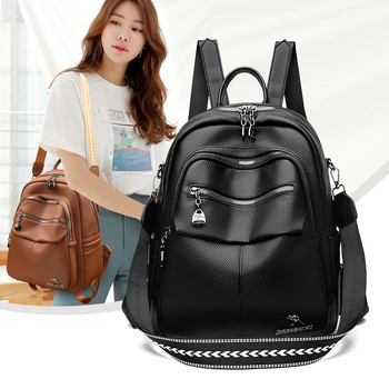 Rucsac pentru femei - piele PU moale, pentru călătorii de recreere, închidere cu fermoar, iarnă 2025