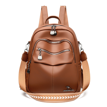 Rucsac pentru femei - piele PU moale, pentru călătorii de recreere, închidere cu fermoar, iarnă 2025