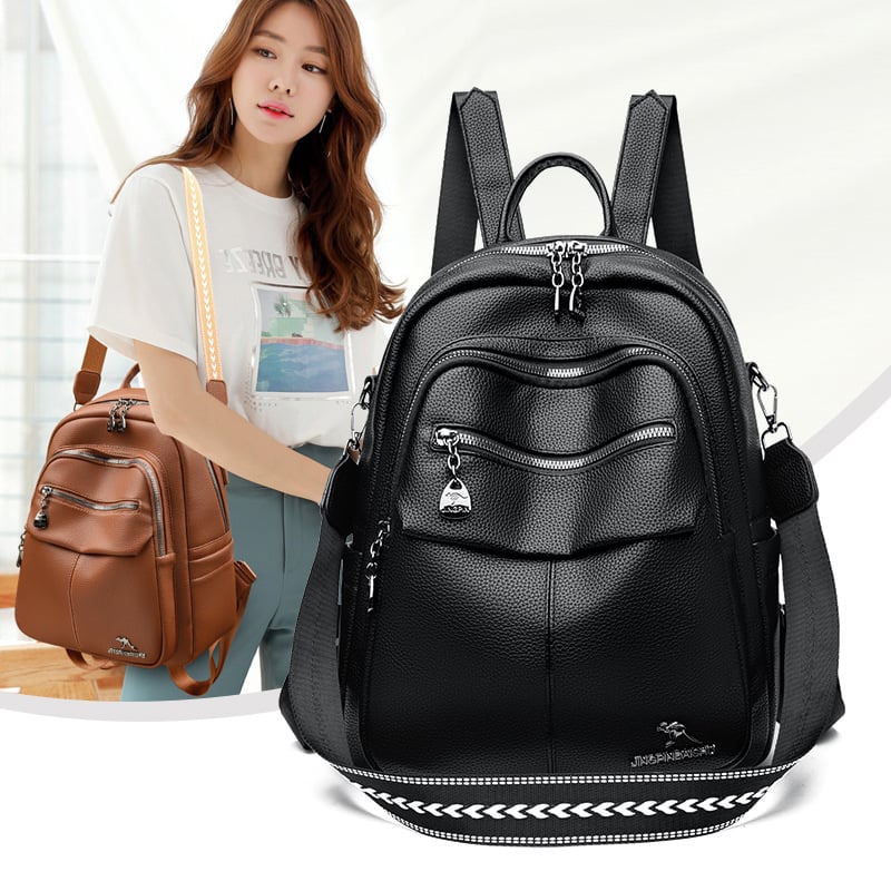 Rucsac pentru femei - piele PU moale, pentru călătorii de recreere, închidere cu fermoar, iarnă 2025