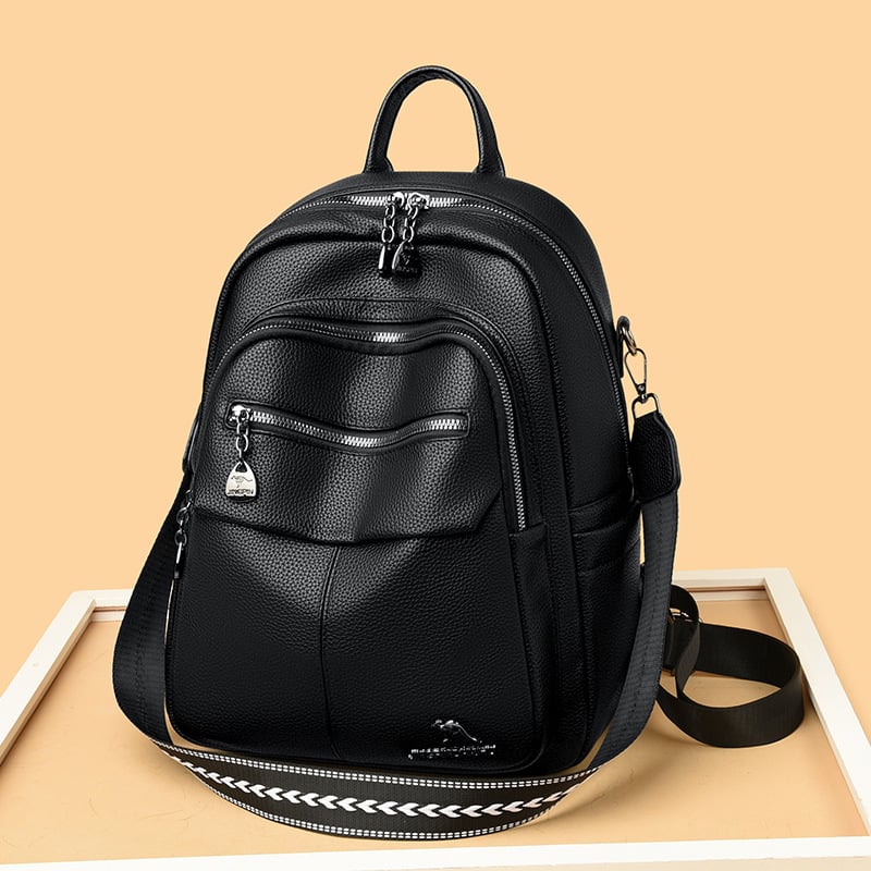 Rucsac pentru femei - piele PU moale, pentru călătorii de recreere, închidere cu fermoar, iarnă 2025