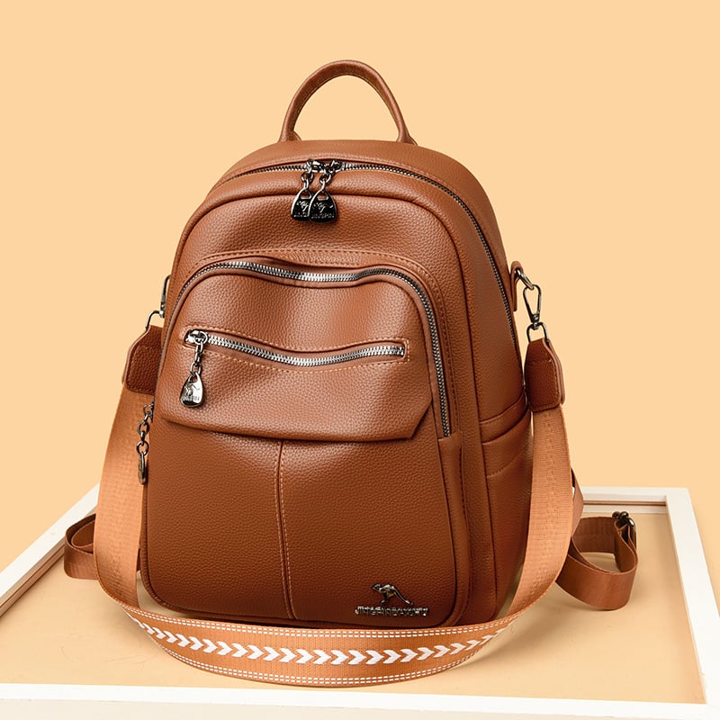 Rucsac pentru femei - piele PU moale, pentru călătorii de recreere, închidere cu fermoar, iarnă 2025