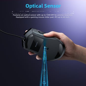 Yesido ενσύρματο ποντίκι παιχνιδιών με οπτικό αισθητήρα 1000–7200 DPI, USB, 5 πλήκτρα, εργονομικός σχεδιασμός