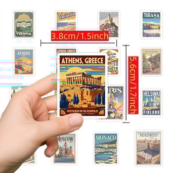 Σετ αυτοκόλλητων με ευρωπαϊκό ταξιδιωτικό γκράφιτι, αδιάβροχα, DIY, εκτυπωμένα, γλυκό στυλ