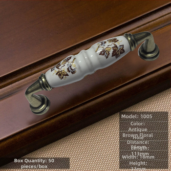 Keramička ručka za ormariće – baza od cinkovog legura + keramika, antikni izgled, Novi kineski stil, za vrata i ladice ormara