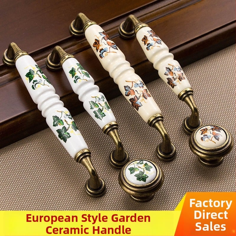 Keramička ručka za ormariće – baza od cinkovog legura + keramika, antikni izgled, Novi kineski stil, za vrata i ladice ormara