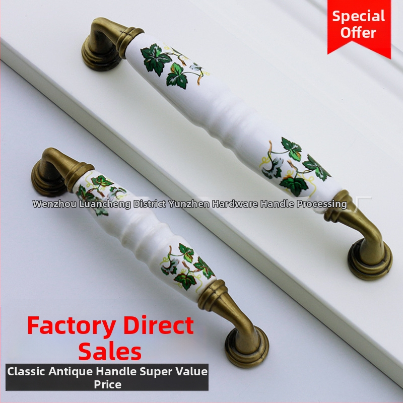 Keramička ručka za ormariće – baza od cinkovog legura + keramika, antikni izgled, Novi kineski stil, za vrata i ladice ormara