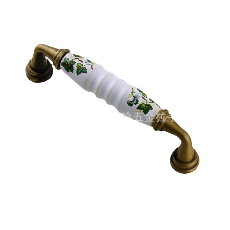 Keramička ručka za ormariće – baza od cinkovog legura + keramika, antikni izgled, Novi kineski stil, za vrata i ladice ormara