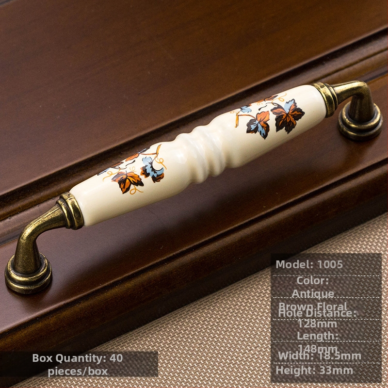 Keramička ručka za ormariće – baza od cinkovog legura + keramika, antikni izgled, Novi kineski stil, za vrata i ladice ormara