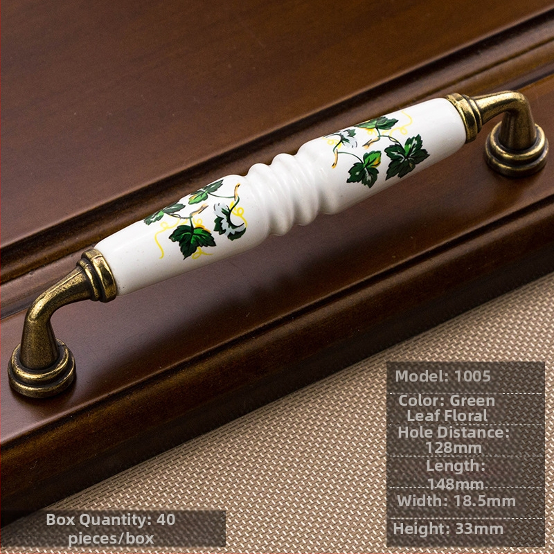 Keramička ručka za ormariće – baza od cinkovog legura + keramika, antikni izgled, Novi kineski stil, za vrata i ladice ormara