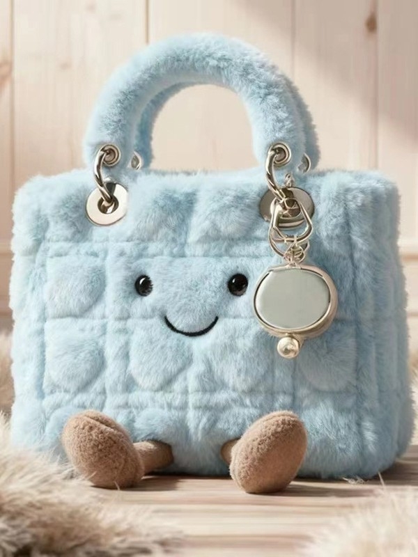 Чанта за кукли в Jelly стил, градски стил, от слама, bucket форма, с връзка