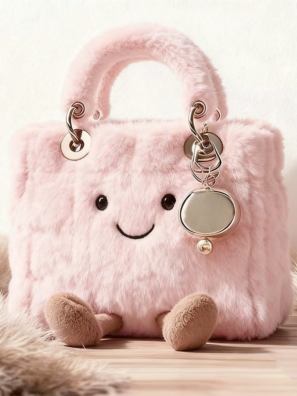 Чанта за кукли в Jelly стил, градски стил, от слама, bucket форма, с връзка