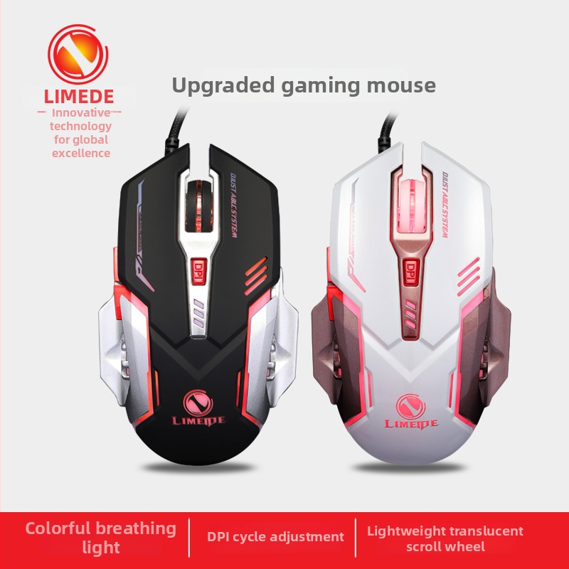 LIMEIDE Q7 USB optická herná myš pre desktop, 1200 DPI, 7 tlačidiel, kábel 1,5 m