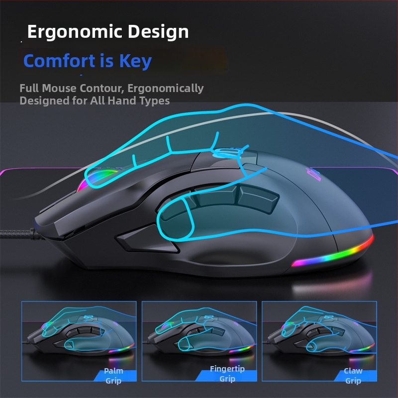 Herná myš X10, 9 tlačidlá, USB káblová, 12000 DPI, šesťúrovňové nastavenie DPI, ergonický dizajn