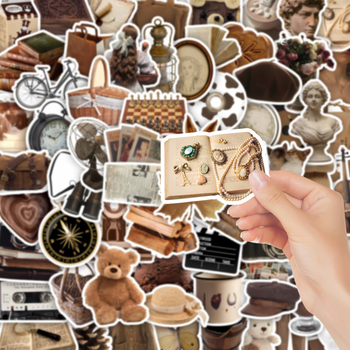 PVC αυτοκόλλητα για ημερολόγιο - 90 ρετρό μικρά αντικείμενα, στυλ καρτούν, κατασκευή: αυτοκόλλητα και εκτύπωση, ιδανικό δώρο, unisex