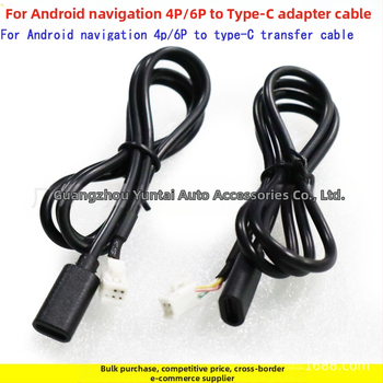 Adaptér kábel 4P6P na Type-C samica pre Android navigáciu — meďový vodič, Android-kompatibilný, bez úprav, zvuková úprava, Evoresn/Yisen