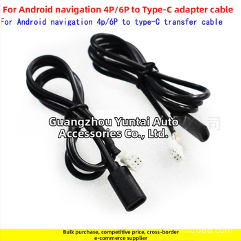 Adaptér kábel 4P6P na Type-C samica pre Android navigáciu — meďový vodič, Android-kompatibilný, bez úprav, zvuková úprava, Evoresn/Yisen