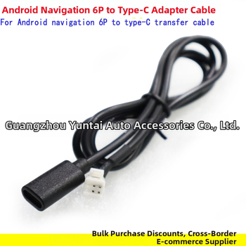 Adaptér kábel 4P6P na Type-C samica pre Android navigáciu — meďový vodič, Android-kompatibilný, bez úprav, zvuková úprava, Evoresn/Yisen