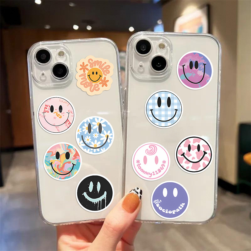 PVC samolepky s karikatúrnym úsmevom – sladký štýl, tlač, bez personalizácie, tlač loga nie je možná