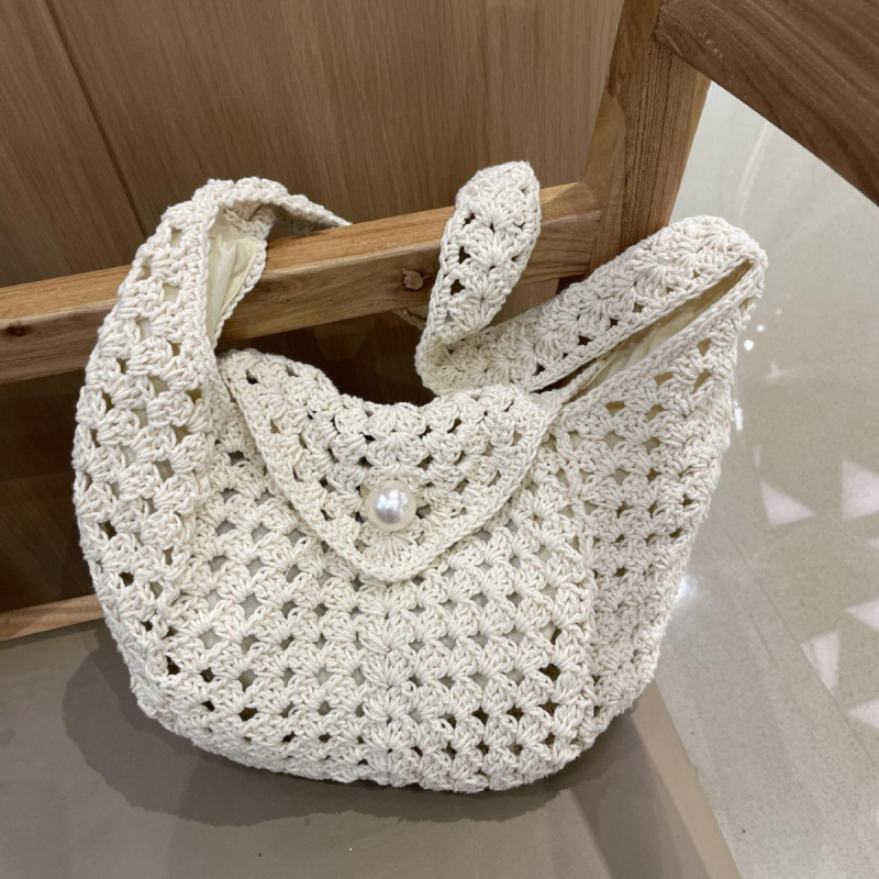 Дамска памучна чанта в уличен стил, тъкана, с капак, правоъгълна форма и джоб за телефон