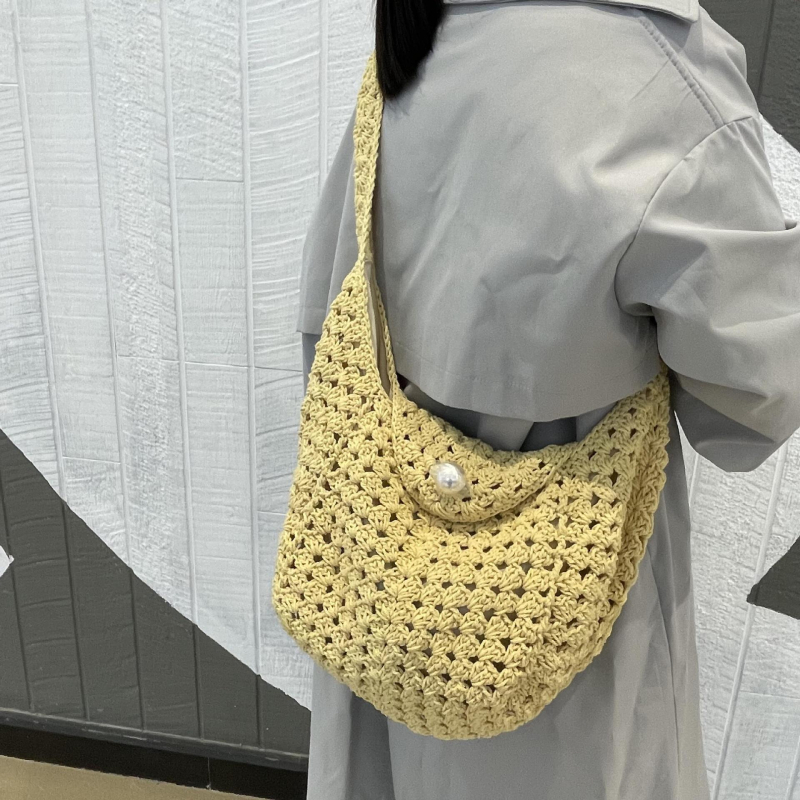 Дамска памучна чанта в уличен стил, тъкана, с капак, правоъгълна форма и джоб за телефон