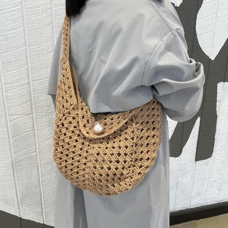 Дамска памучна чанта в уличен стил, тъкана, с капак, правоъгълна форма и джоб за телефон