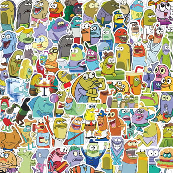 Set naljepnica: Cartoon Ugly Fish motivi, PVC materijal, tisak, 90 komada