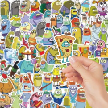 Set naljepnica: Cartoon Ugly Fish motivi, PVC materijal, tisak, 90 komada