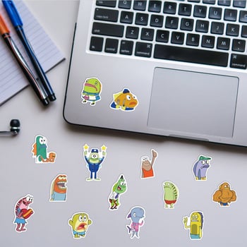 Set naljepnica: Cartoon Ugly Fish motivi, PVC materijal, tisak, 90 komada