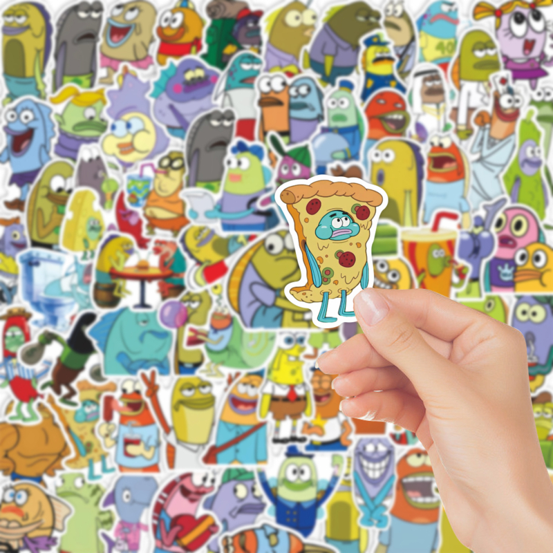 Set naljepnica: Cartoon Ugly Fish motivi, PVC materijal, tisak, 90 komada