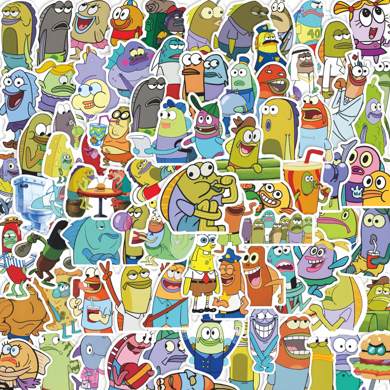 Set naljepnica: Cartoon Ugly Fish motivi, PVC materijal, tisak, 90 komada
