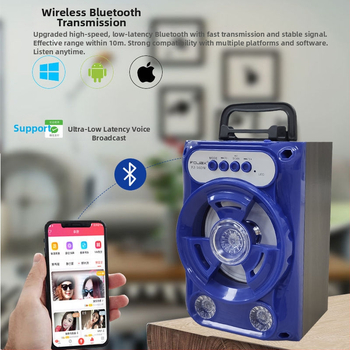 Bluetooth zvučnik s karaoke mikrofonom, slot za karticu i FM radio — Bluetooth 5.3, 3W izlaz, ugrađena baterija 800–1000 mAh