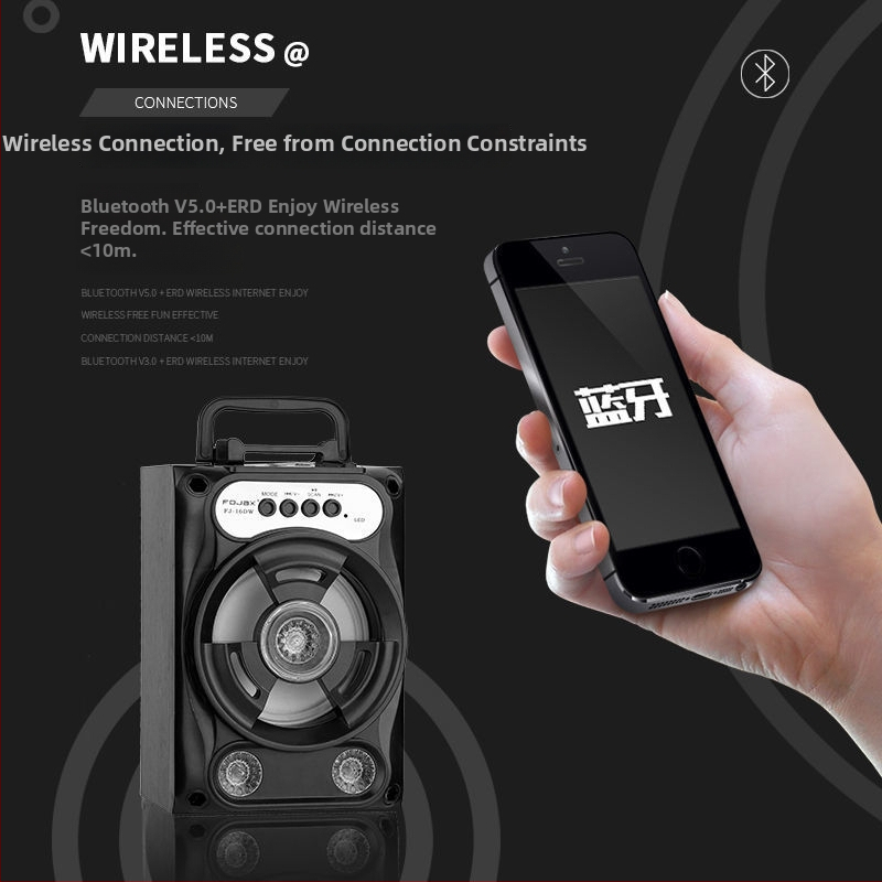 Bluetooth zvučnik s karaoke mikrofonom, slot za karticu i FM radio — Bluetooth 5.3, 3W izlaz, ugrađena baterija 800–1000 mAh