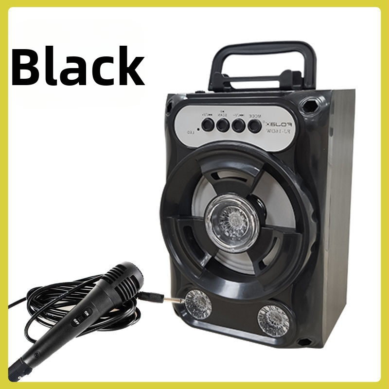 Bluetooth zvučnik s karaoke mikrofonom, slot za karticu i FM radio — Bluetooth 5.3, 3W izlaz, ugrađena baterija 800–1000 mAh