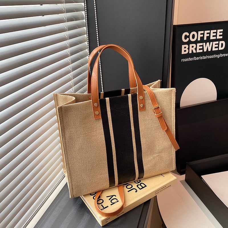 Дамска tote чанта с цип, памучно-ленен материал, хоризонтална квадратна форма, подплата полиестер, вътрешен джоб с цип и джоб за телефон