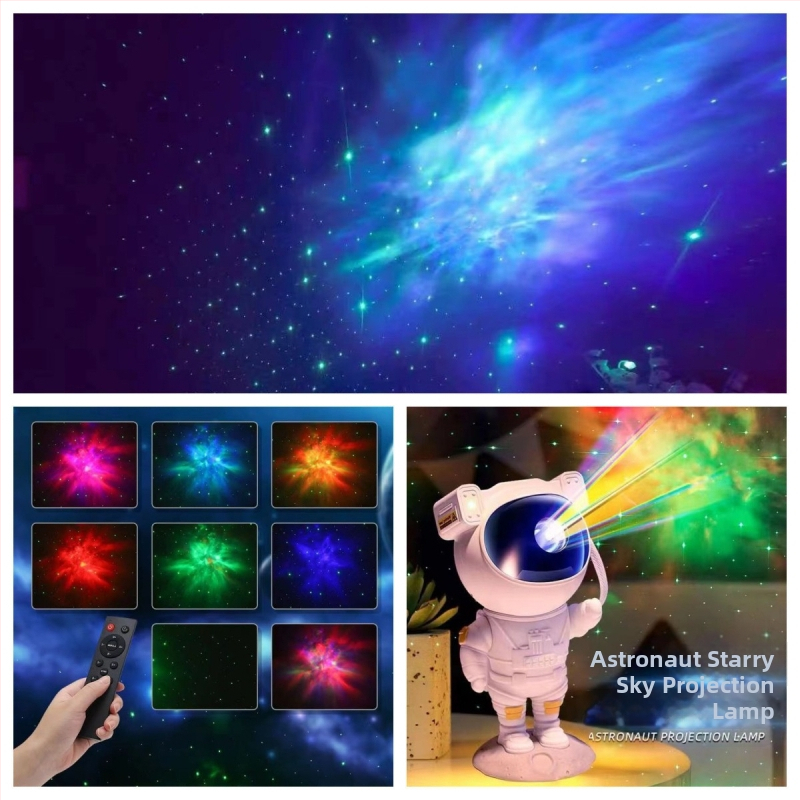 Astronautu tematiskā dekoratīvā lampiņa ar Bluetooth skaļruni, USB barošana, attālinātais vadības pults, uzstādīšana uz grīdas vai pie sienas