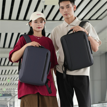 Laptop ruksak za poslovna putovanja – Materijal: kožna folija, USB sučelje, Kapacitet 20–35 L, Naramenice s zračnim jastučićem