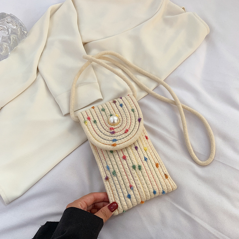 Torba za mobitel – svježa i slatka, pamuk, uspravnog kvadratnog oblika, s poklopcem, unutarnji džepovi za mobitel i identifikacijsku karticu