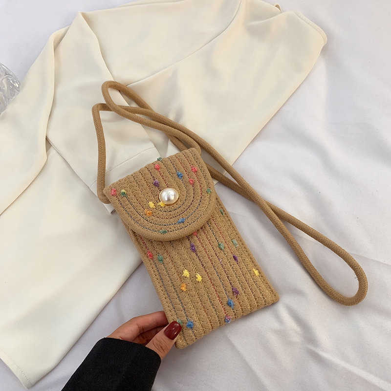 Torba za mobitel – svježa i slatka, pamuk, uspravnog kvadratnog oblika, s poklopcem, unutarnji džepovi za mobitel i identifikacijsku karticu