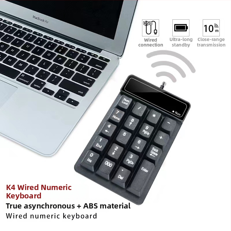 Káblová numerická klávesnica, 19 kláves, USB, technológia X-frame, vodotesná, s plávajúcim mechanickým dojmom
