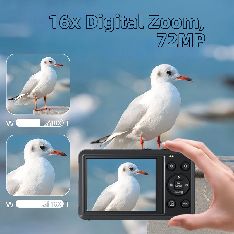 CCD digitaalne kaamera 16x digitaalzoomiga, 16 MP sensor, 4608x2560 resolutsioon, 2,8-tolline LCD, USB 2.0