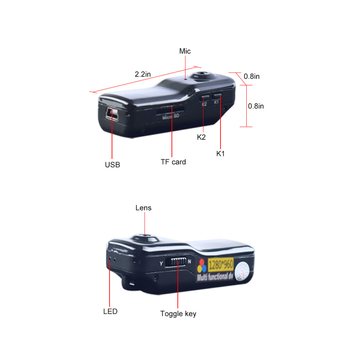 MD80 Veiksmo kamera – Oro vaizdo įrašo įrenginys, CMOS jutiklis 480P, MicroSD kortelė, USB 2.0, Mono mikrofonas