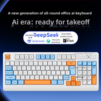 AI gudra tastatūra ar trim režīmiem: USB-C vads, 2.4G bezvadu, Bluetooth – 104 taustiņi, ergonomiska, OEM/ODM pielāgošana