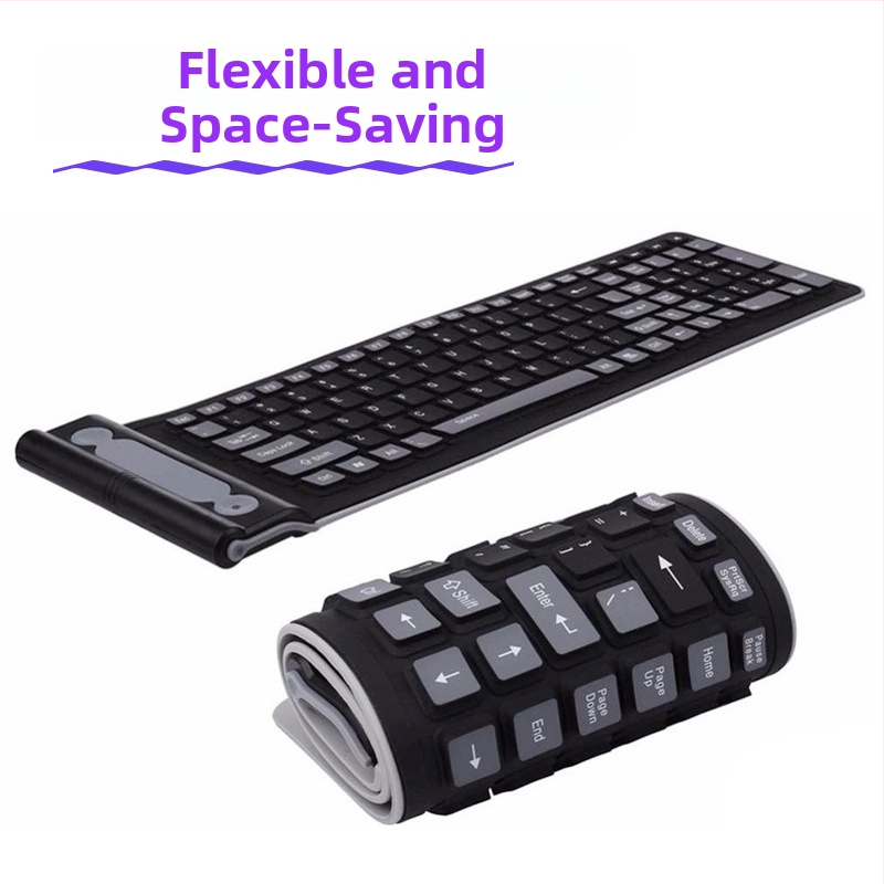 Tastatură subțire wireless din silicon, cu compatibilitate universală, impermeabilă, greutate 0,15 kg.