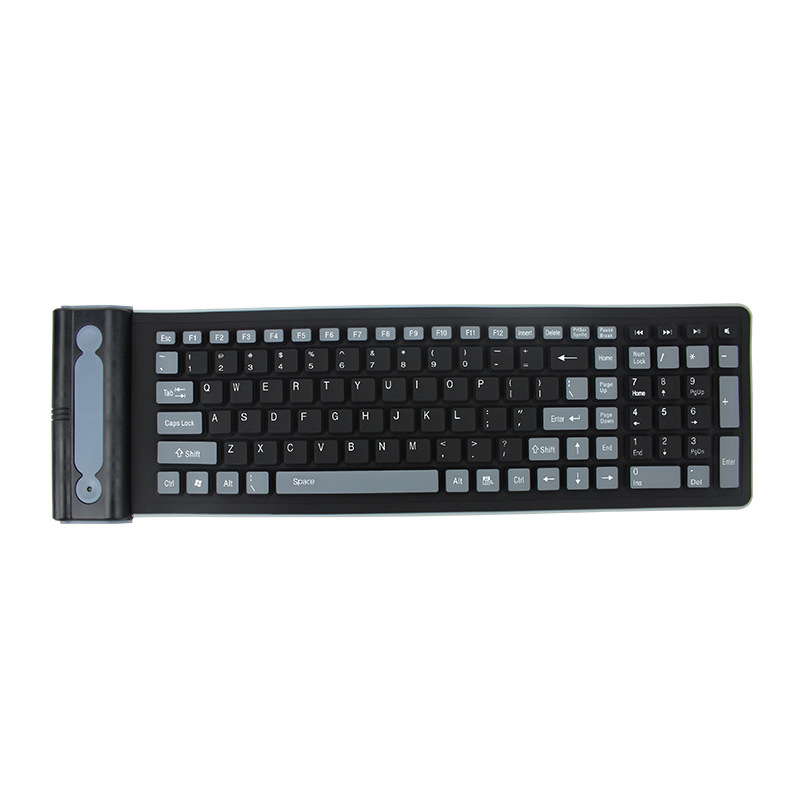 Tastatură subțire wireless din silicon, cu compatibilitate universală, impermeabilă, greutate 0,15 kg.
