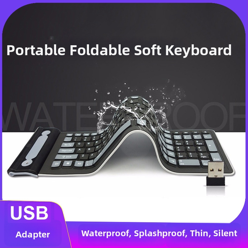 Tastatură subțire wireless din silicon, cu compatibilitate universală, impermeabilă, greutate 0,15 kg.