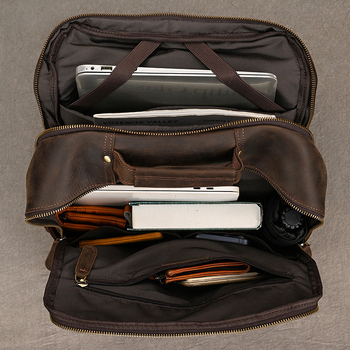 Muški ranac od Crazy Horse kože, prirodna koža, kapacitet 36–55 L, prvi sloj teleće kože, prozračna podstava